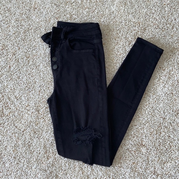 American Eagle “Next Level Stretch” Black Ripped Jeans - Picture 1 of 4